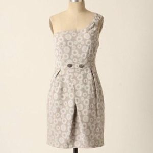 ANTHROPOLOGIE Gray 1 shoulder dress w pockets sz 8